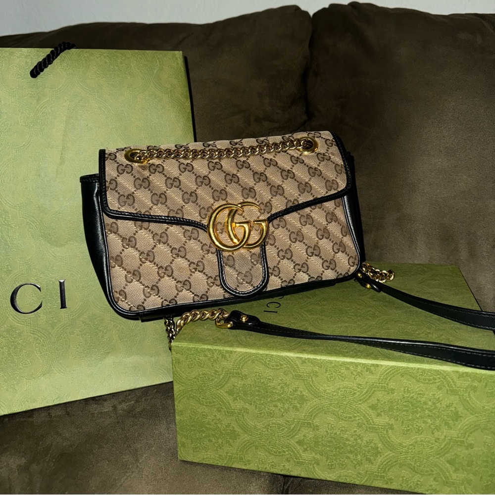 Gucci Marmont Monogram Crossbody Bag with chain